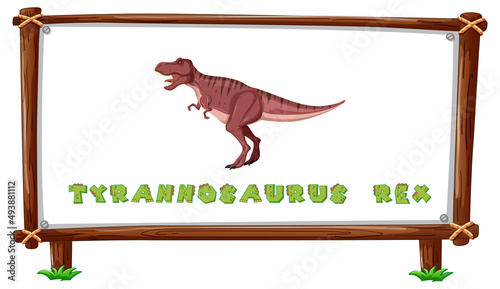 Frame template with dinosaurs and text tyrannosaurus rex design inside