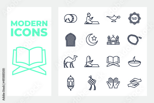 ramadan set icon symbol template for graphic and web design collection logo vector illustration
