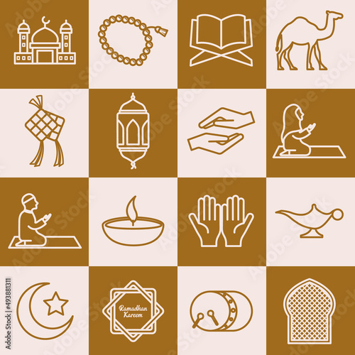 ramadan set icon symbol template for graphic and web design collection logo vector illustration
