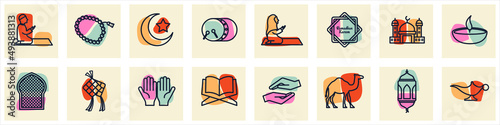 ramadan set icon symbol template for graphic and web design collection logo vector illustration