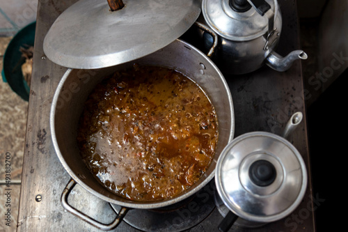 Pots over a wood stove