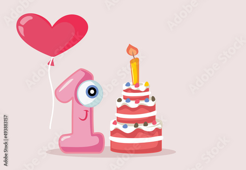 First Anniversary Greeting Card Invitation Funny Template Design