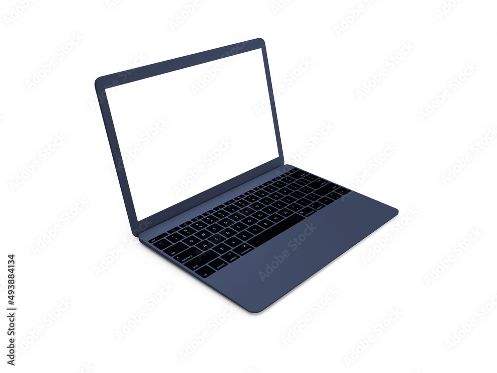 Laptop Computer 3D Illustration Mockup Scene Laptop Computer 3D Illustration Mockup Scene