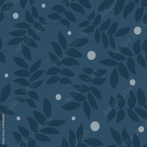 Leaves sprigs twigs branch seamless pattern. Botanical background. Autumn leaves ornament