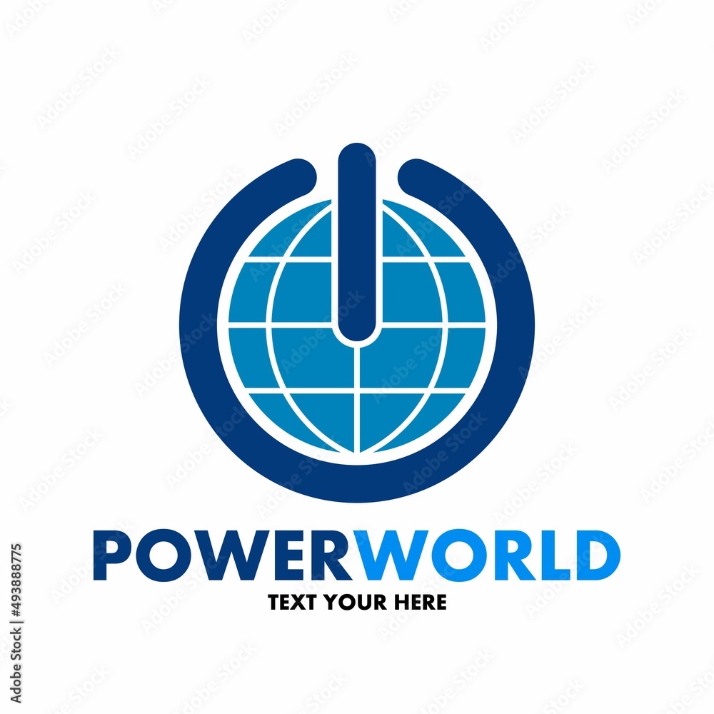 Power world vector logo template. This design use globe and button. Suitable for energy. Power world vector logo template. This design use globe and button. Suitable for energy.