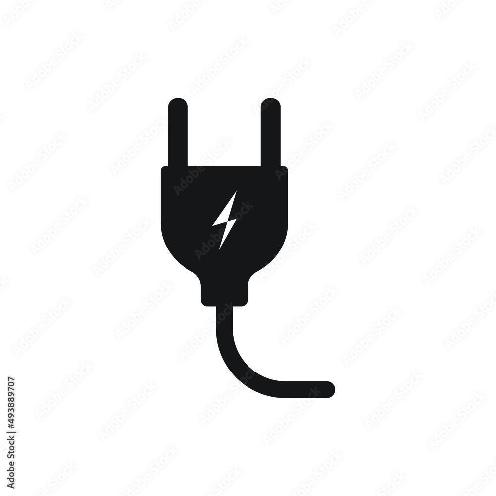 eps10 vector illustration of a black fill plug icon, electric plug sign