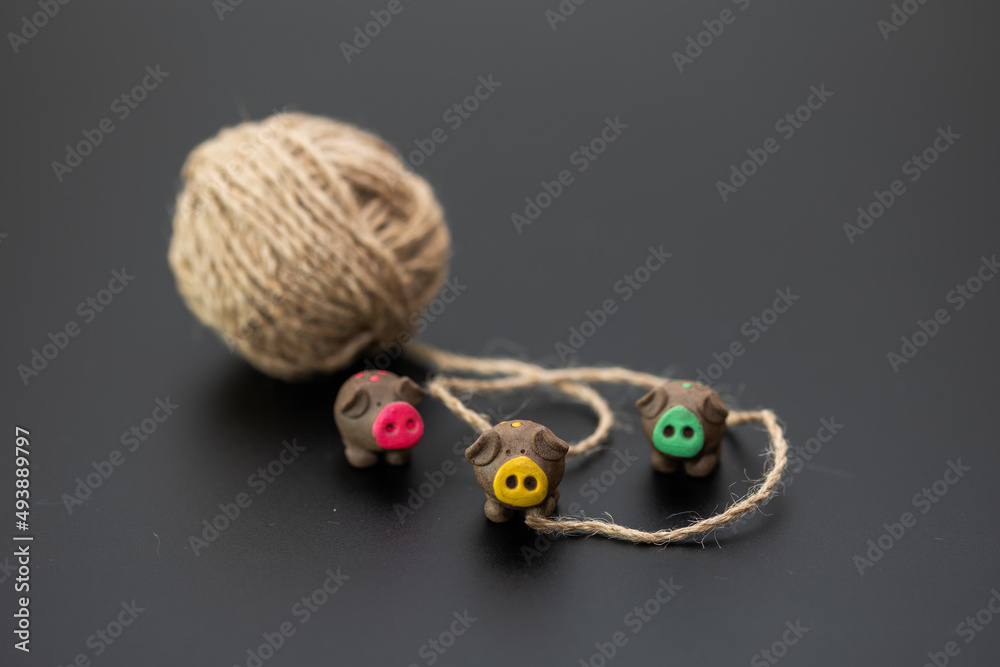 Fototapeta premium 털실로 만든 여러가지 모습과 이미지