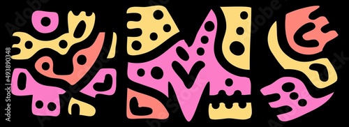 MS Hashtag. Doodle isolate text. Colored curves decorative doodle letters. Hashtag #MS is abbreviation for the US American state Mississippi for social network.