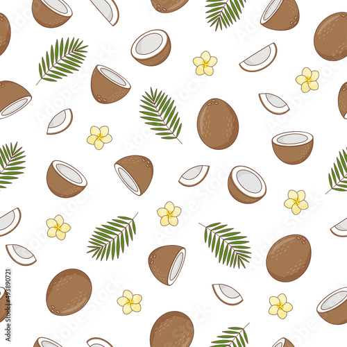 Seamless summer food pattern of coconut
