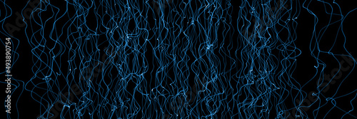 blue flying waves banner background. dark abstract background 