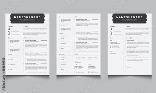  Elegant Resume Layout with Cover Letter Vector simple design