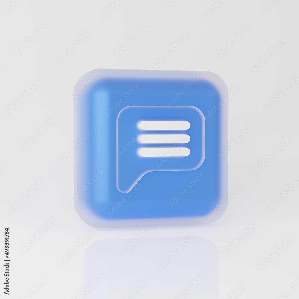 Comment icon in glassmorphism style 3d render Comment icon in glassmorphism style 3d render