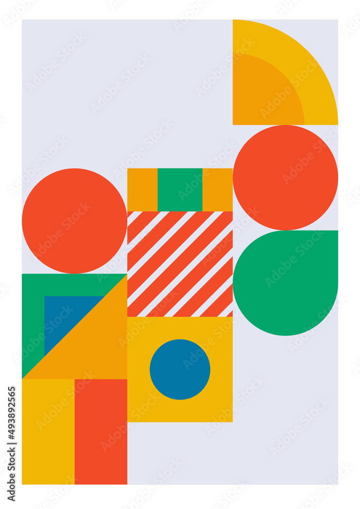 Colorful bauhaus memphis abstract design background