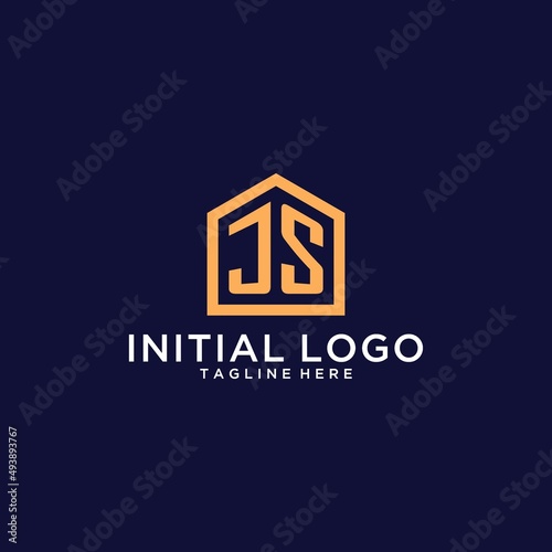 Initial JS logo with abstract home shape, modern minimalist realty logo design ideas