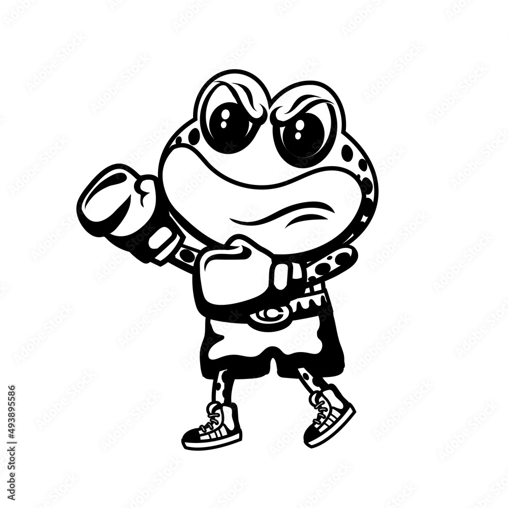 Cute cartoon style illustration of Boxing Frog character Cute cartoon style illustration of Boxing Frog character