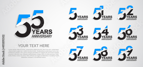 set anniversary logotype premium collection blue black color with swoosh on white background