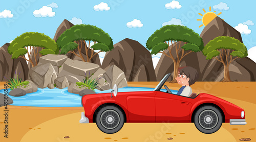 Classic car for a vacation roadtrip concept