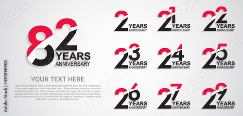 set anniversary logotype premium collection red black color with swoosh on white background photo