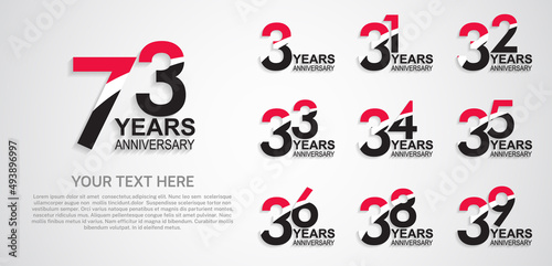 set anniversary logotype premium collection red black color with swoosh on white background