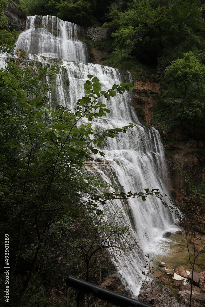 cascade, eau, vert, arbre, roche