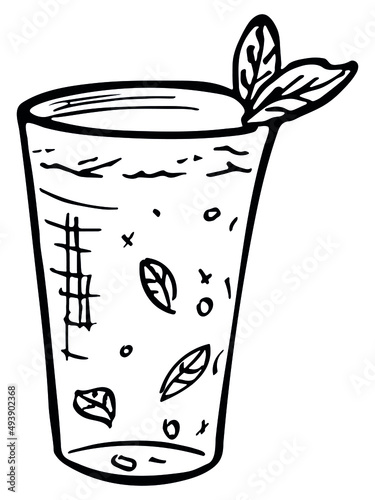 Cute cup of water, juice or soda. Glass illustration isolated on a white background. Simple drink clipart.