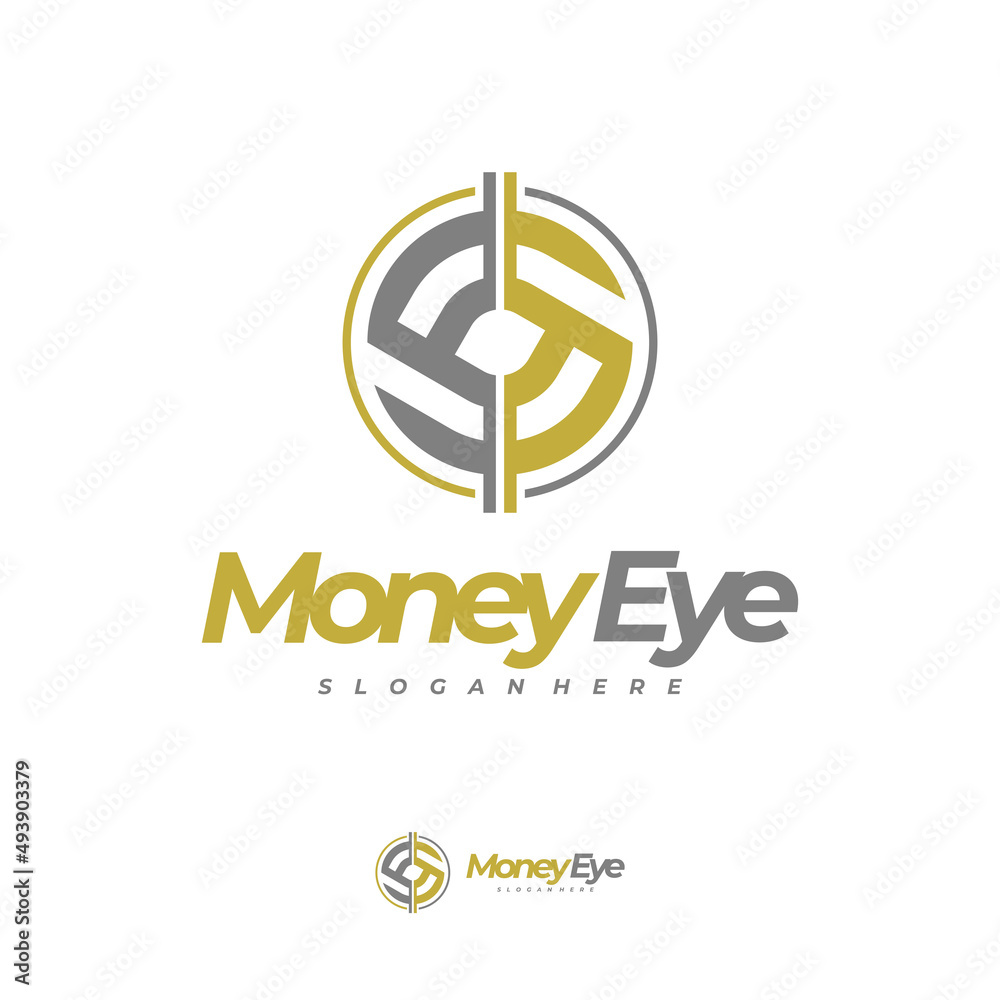 Obraz premium Money Eye logo vector, Creative Money logo design concepts, Letter S logo template
