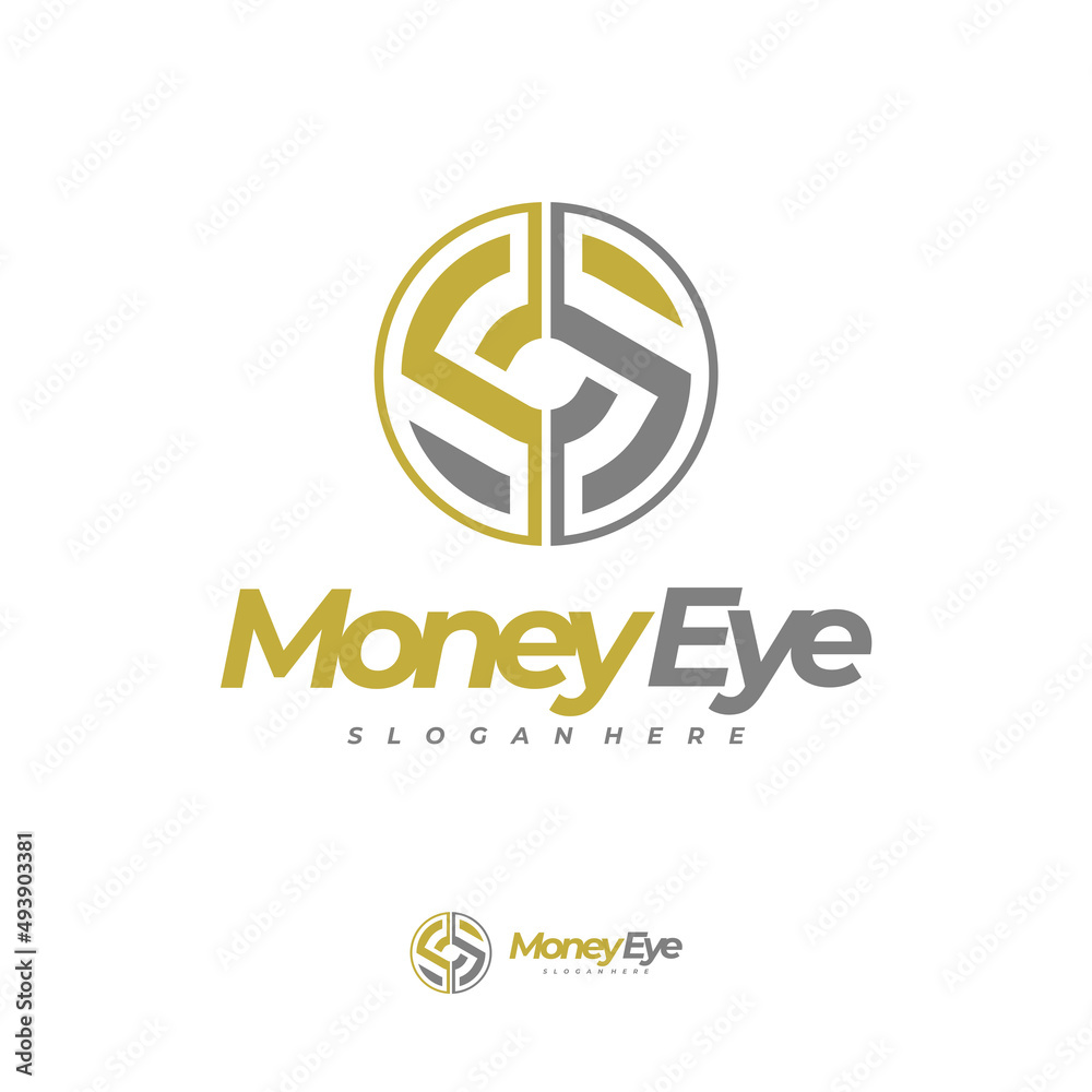 Obraz premium Money Eye logo vector, Creative Money logo design concepts, Letter S logo template