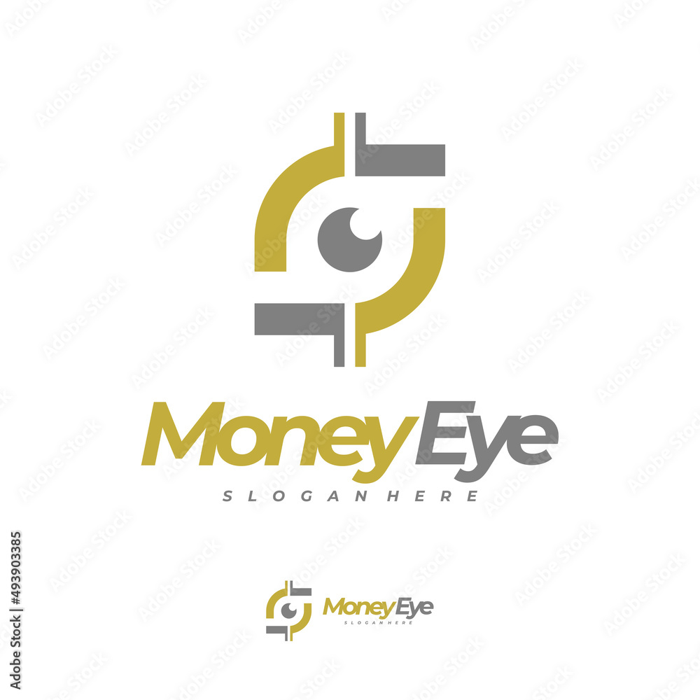 Obraz premium Money Eye logo vector, Creative Money logo design concepts, Letter S logo template