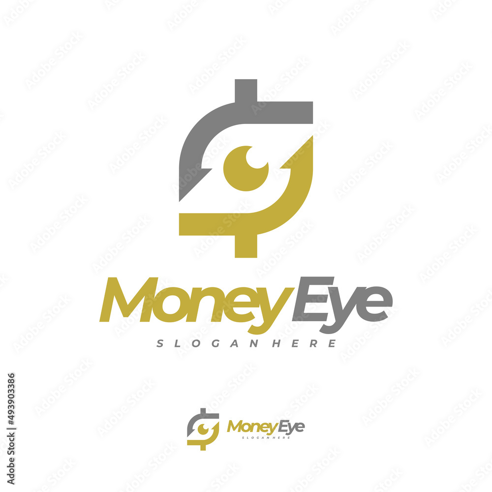 Obraz premium Money Eye logo vector, Creative Money logo design concepts, Letter S logo template