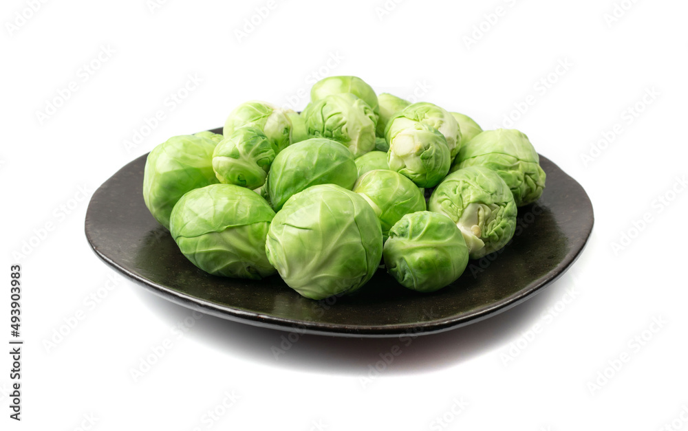 Brussels Sprouts Isolated, Brassica Oleracea Cabbage Brussels Sprouts Isolated, Brassica Oleracea Cabbage