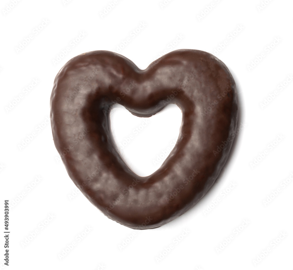 Chocolate Gingerbread Isolated, Heart Shaped Pryanik Chocolate Gingerbread Isolated, Heart Shaped Pryanik