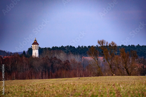 Fototapeta Naklejka Na Ścianę i Meble -  Water tower on a hill near węgorzewo
