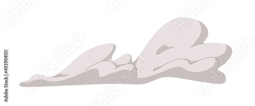 Smoke and dust cloud. Gas and fume steam. Fast speed track. Exhausts trail, path silhouette after rapid ride, chase. Abstract air, wind blow. Flat vector illustration isolated on white background
