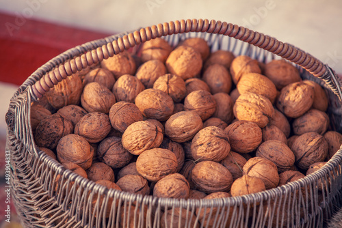 Basket with walnuts (Juglans regia)