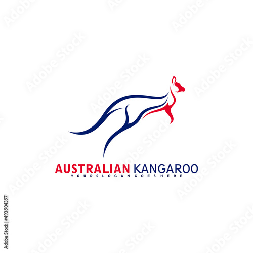 australian kangaroo logo vector illustration abstract design