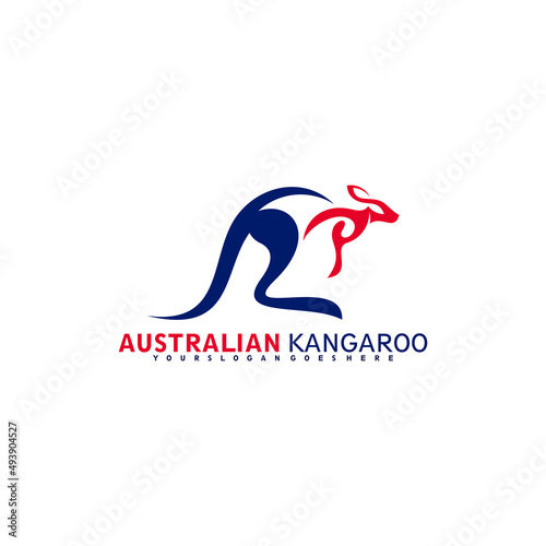 australian kangaroo logo vector illustration abstract design