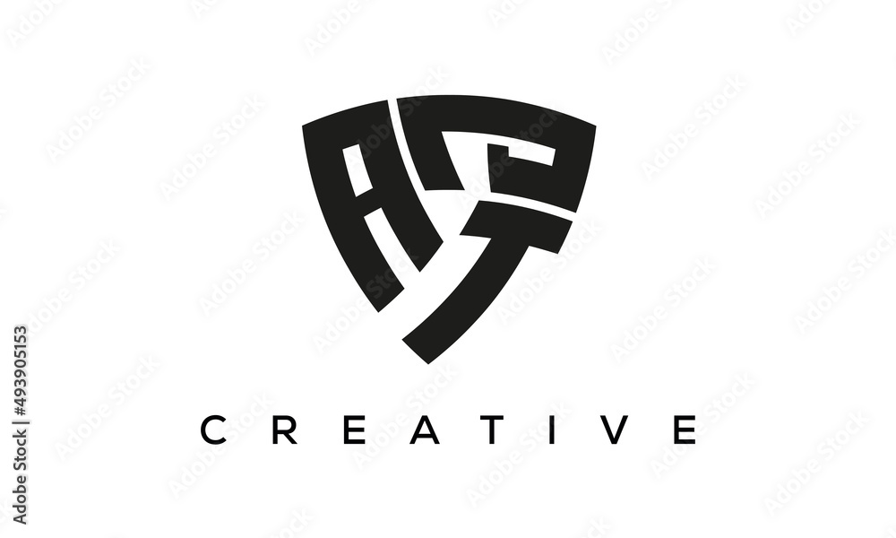 Shield letters ATJ creative logo Shield letters ATJ creative logo