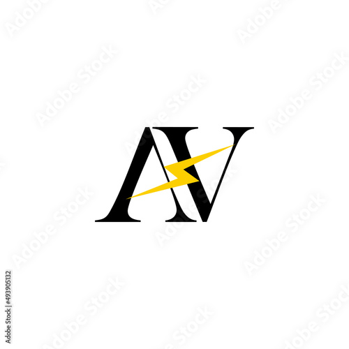 initial AV flash logo design template vector