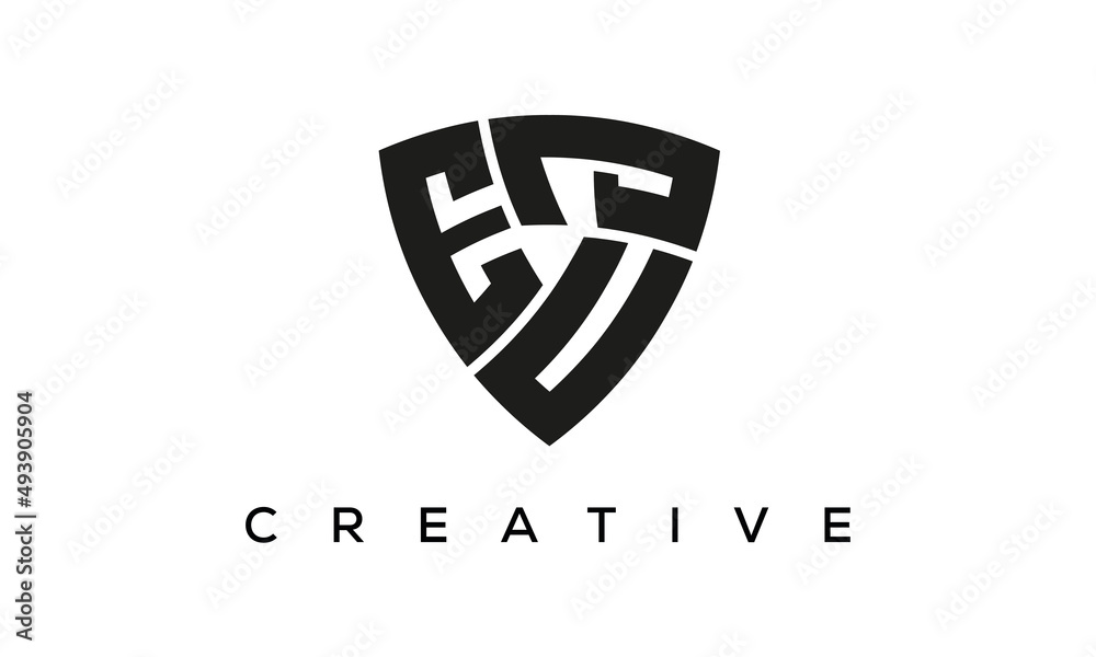 Shield letters EUJ creative logo Shield letters EUJ creative logo