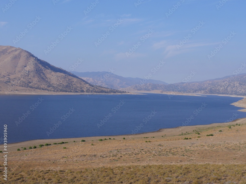 Wide shot of Lake Isabella, located in the southern Sierra Nevada, in Kern County, California