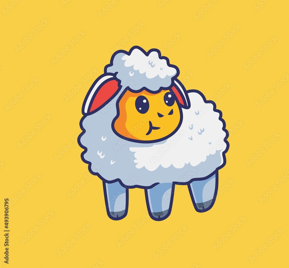 cute sheep standing alone. isolated cartoon animal nature illustration. Flat Style suitable for Sticker Icon Design Premium Logo vector. Mascot Character cute sheep standing alone. isolated cartoon animal nature illustration. Flat Style suitable for Sticker Icon Design Premium Logo vector. Mascot Character