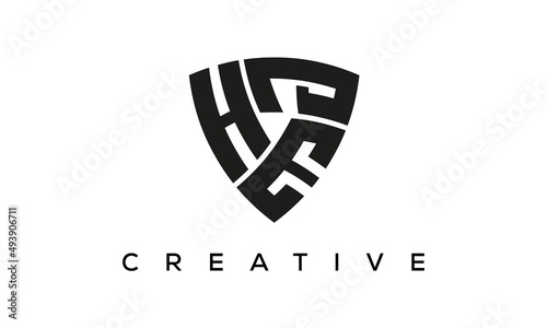 Shield letters HEJ creative logo