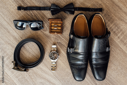 Set groom Bow tie, shoes Belts Cufflinks Watches Men's Accessories