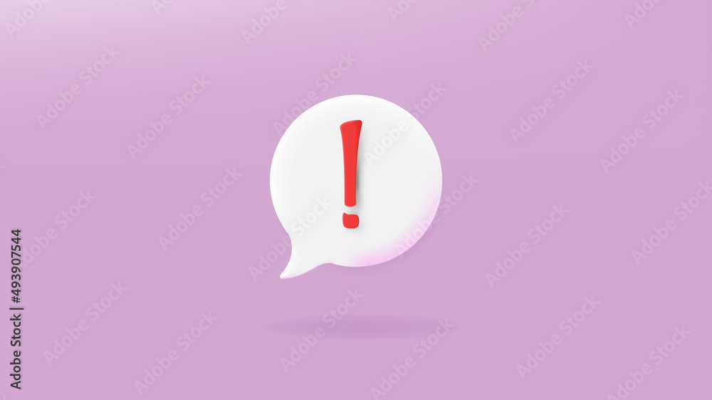 red exclamation icon sign or attention caution mark illustration graphic element symbol isolated on purple background with warning problem error m