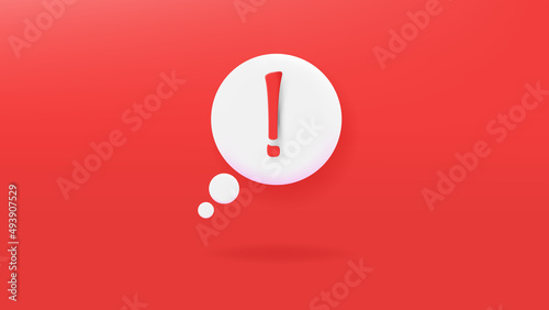 red exclamation icon sign or attention caution mark illustration graphic element symbol isolated on red background with warning problem error message button design concept