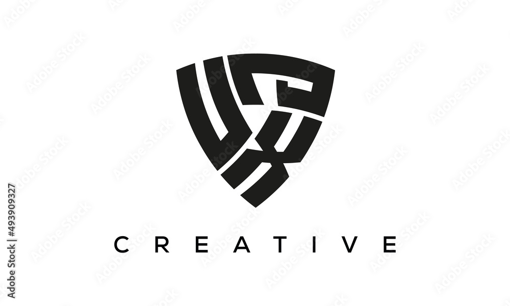 UXJ letters logo, security Shield logo vector UXJ letters logo, security Shield logo vector