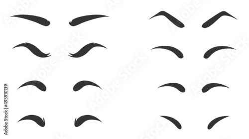 Set of Eyebrows shape. Eyebrow shapes. Various types of eyebrows. Makeup tips. Eyebrow shaping for women.
