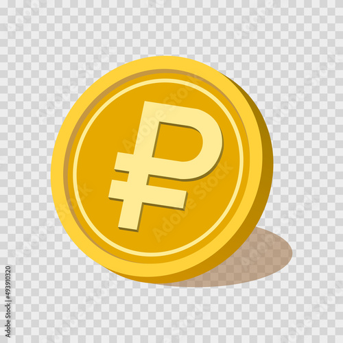 Russian Ruble Currency Coin 3D Vector Illustration