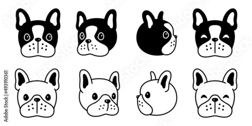 dog vector french bulldog icon head puppy character cartoon pet design isolated symbol tattoo stamp illustration