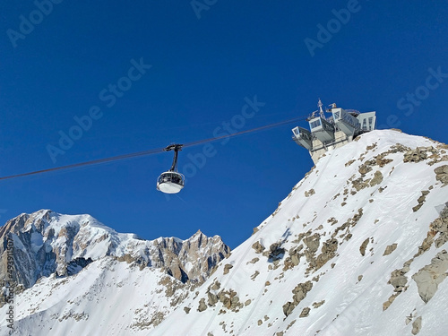Pointe Helbronner station along the Skyway Monte Bianco, Courmayeur town, Italy
